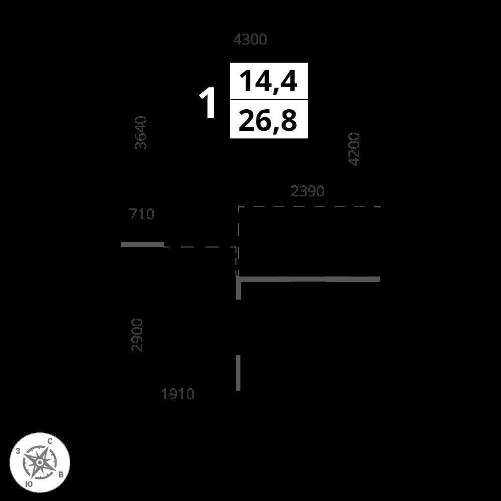 Студия, 26,8 м² — 15 835 986 ₽