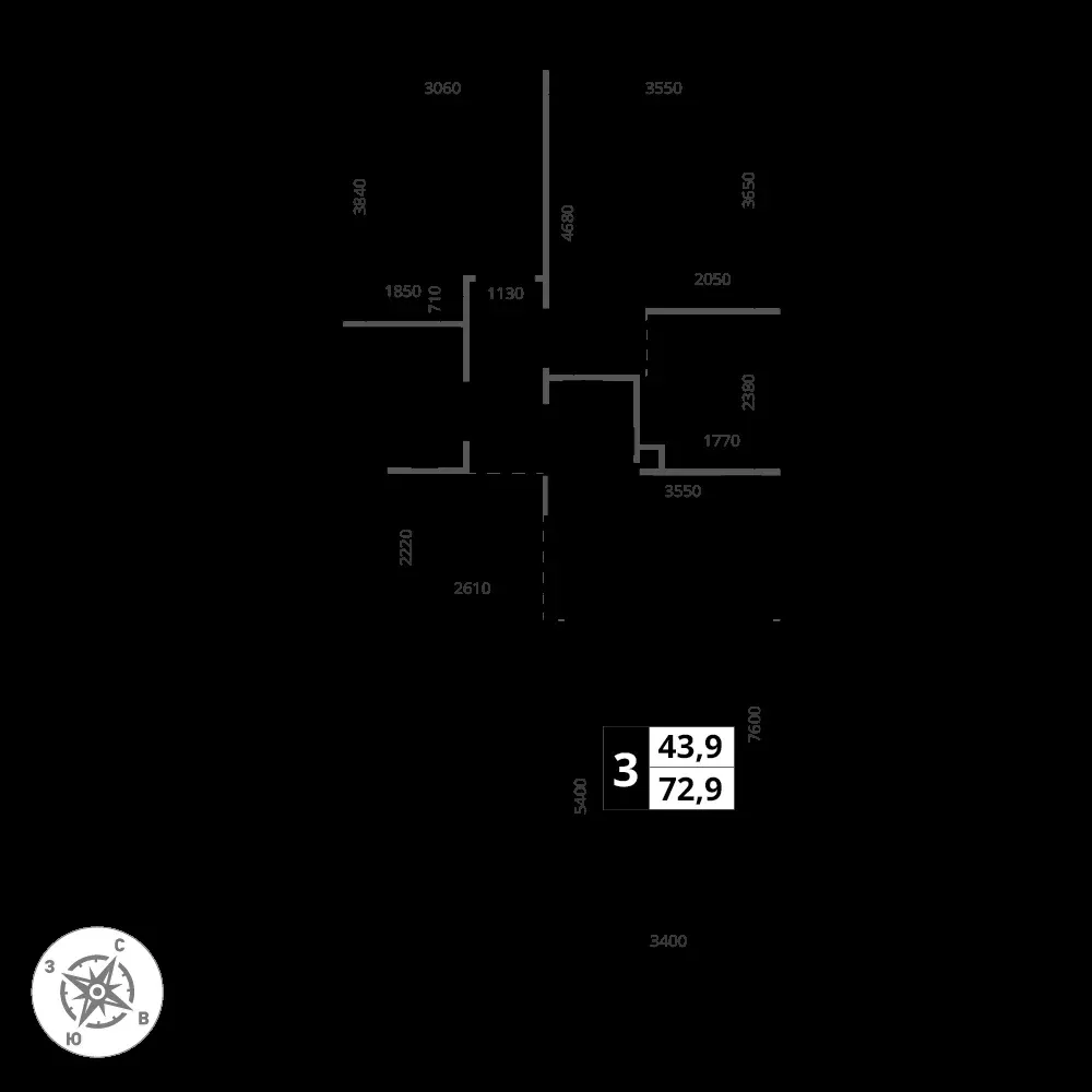 3-комнатная, 72,9 м² — 26 269 807 ₽
