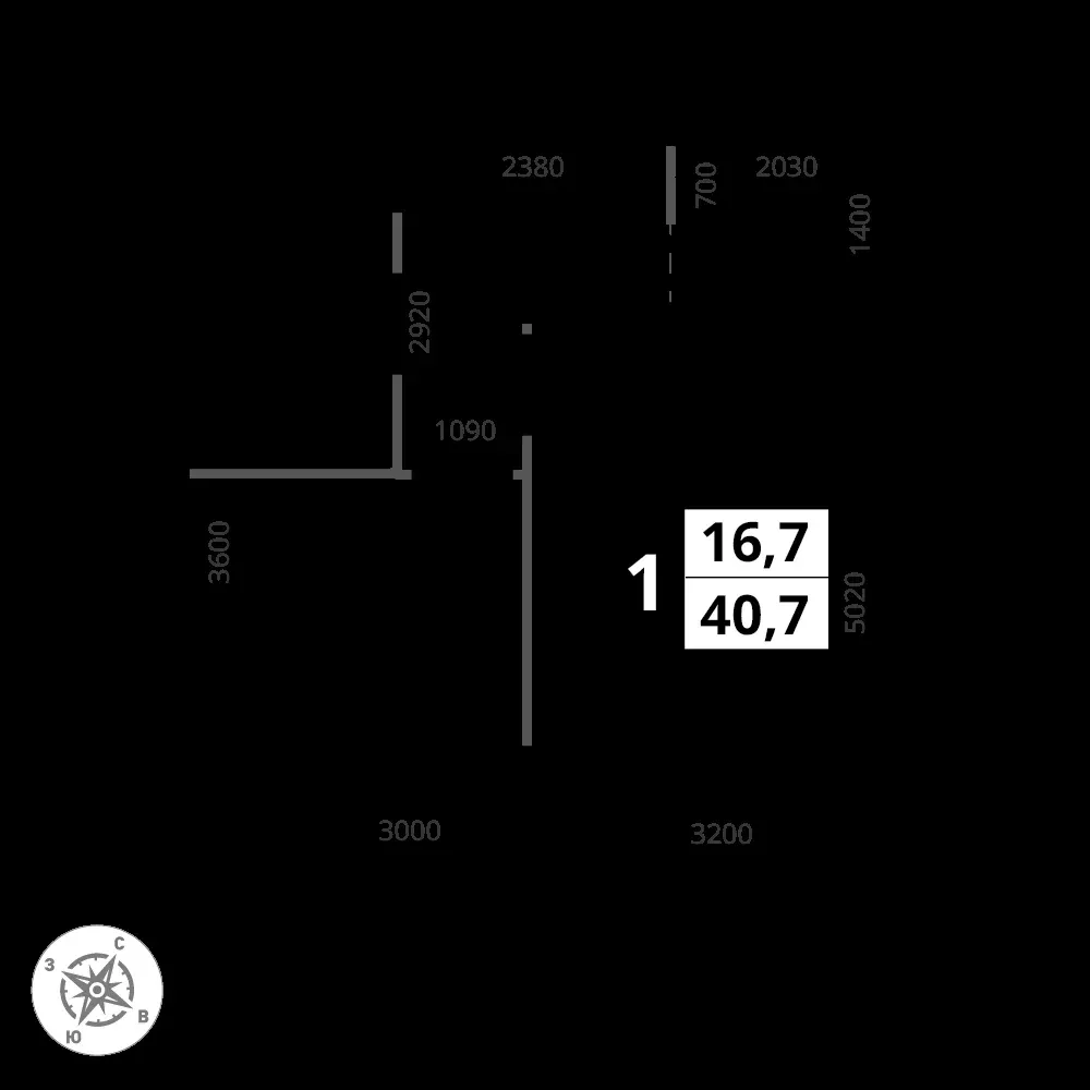 1-комнатная, 40,7 м² — 20 341 860 ₽