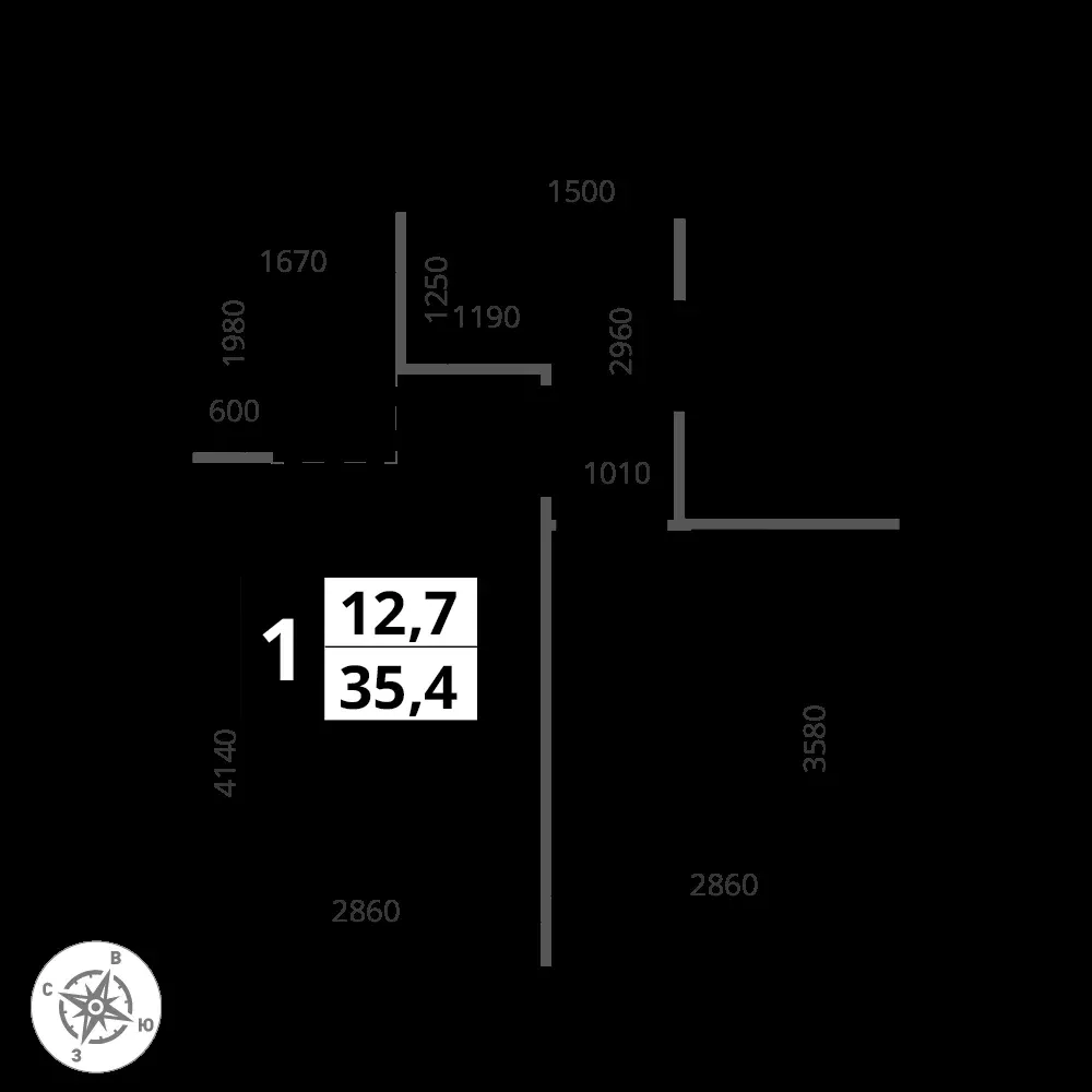 1-комнатная, 35,4 м² — 16 855 108 ₽