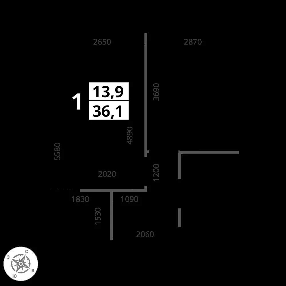 1-комнатная, 36,1 м² — 16 974 509 ₽