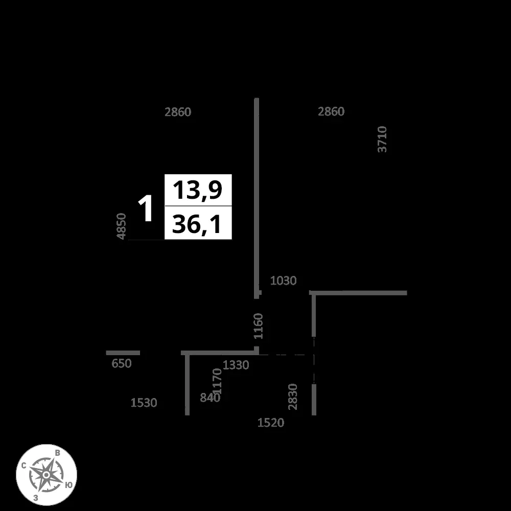 1-комнатная, 36,1 м² — 19 980 484 ₽