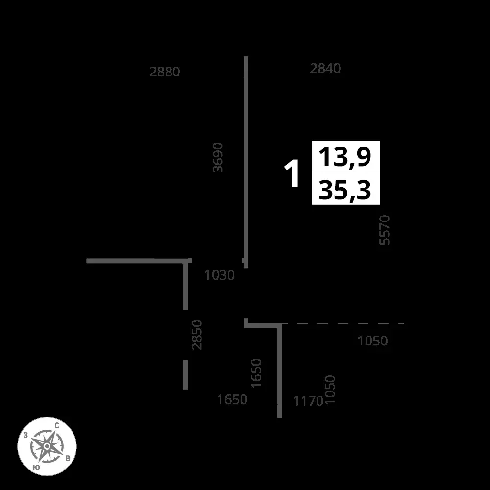 1-комнатная, 35,3 м² — 17 016 647 ₽