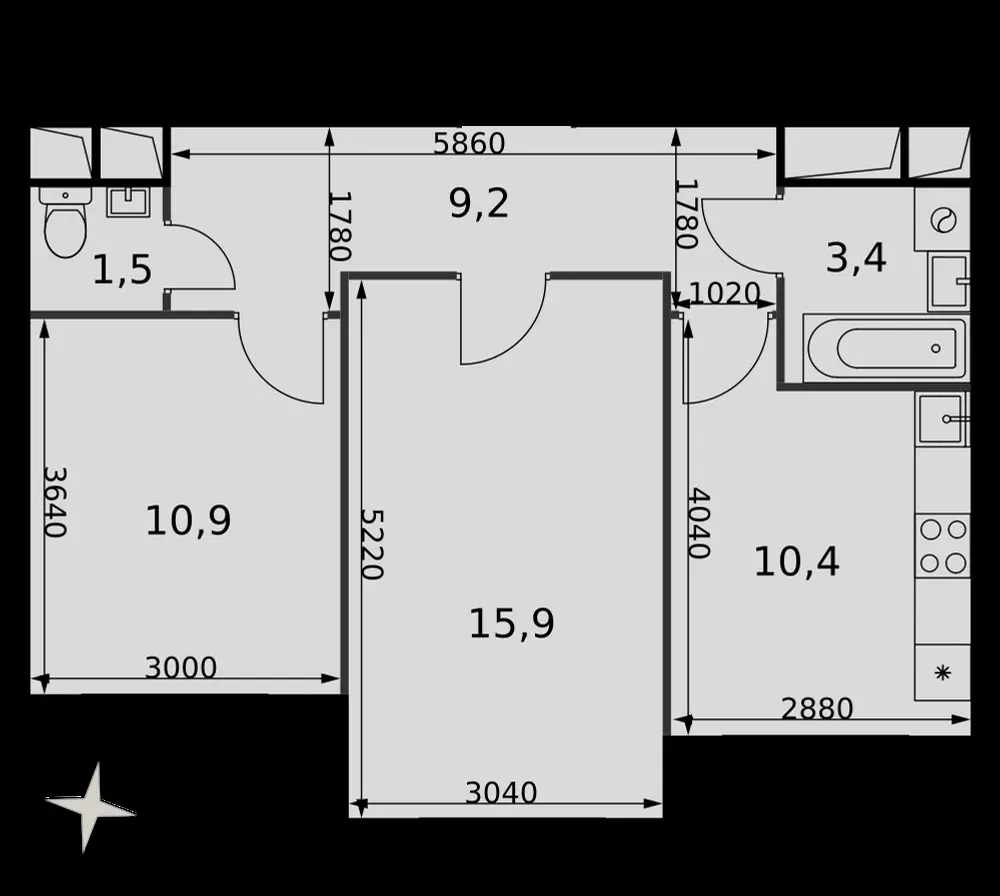 2-комнатная, 51,3 м² — 11 388 087 ₽
