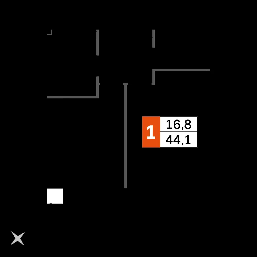 1-комнатная, 44,4 м² — 6 391 913 ₽