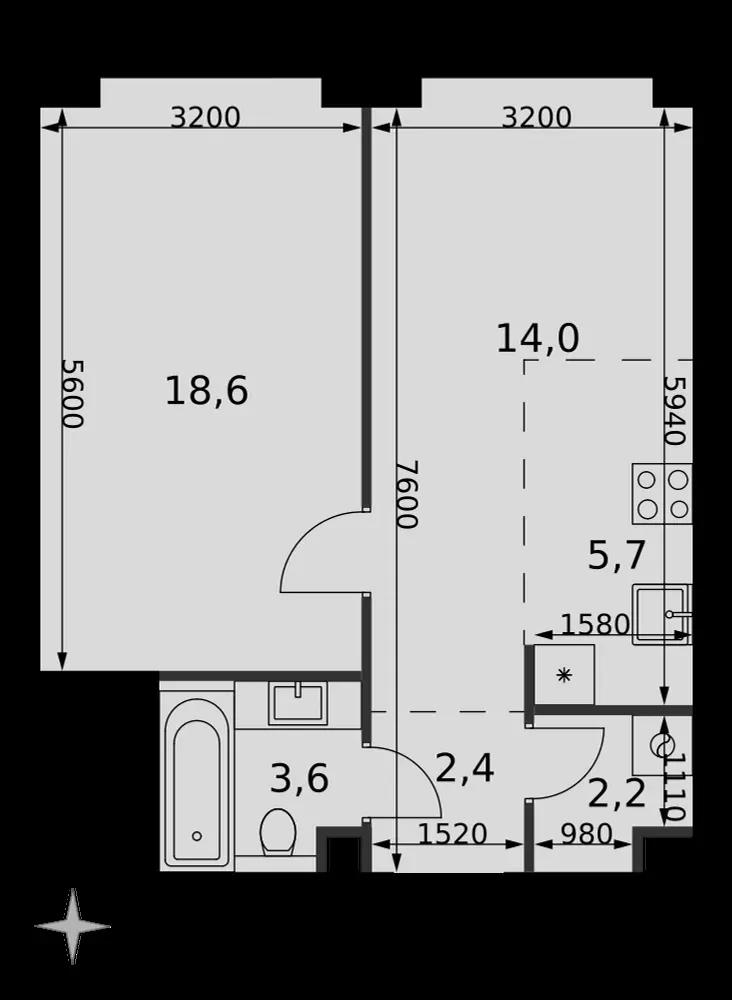 2-комнатная, 46,5 м² — 28 645 488 ₽