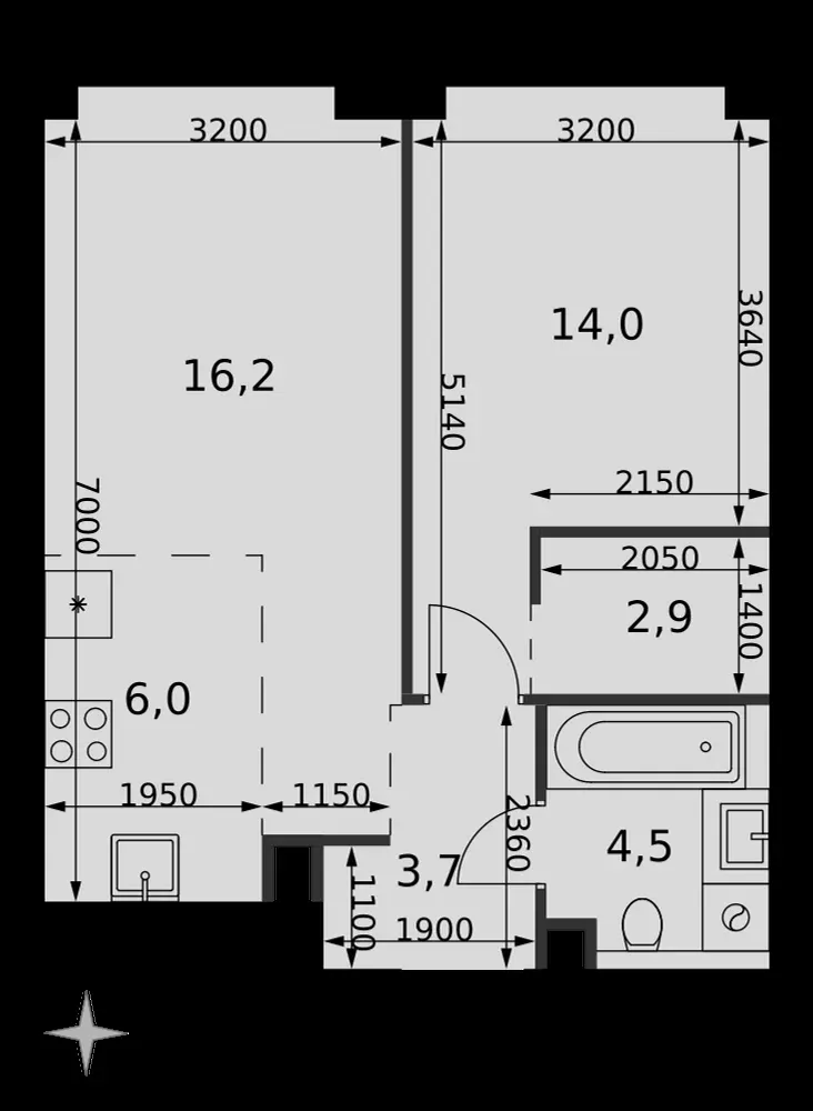 2-комнатная, 47,3 м² — 29 512 930 ₽