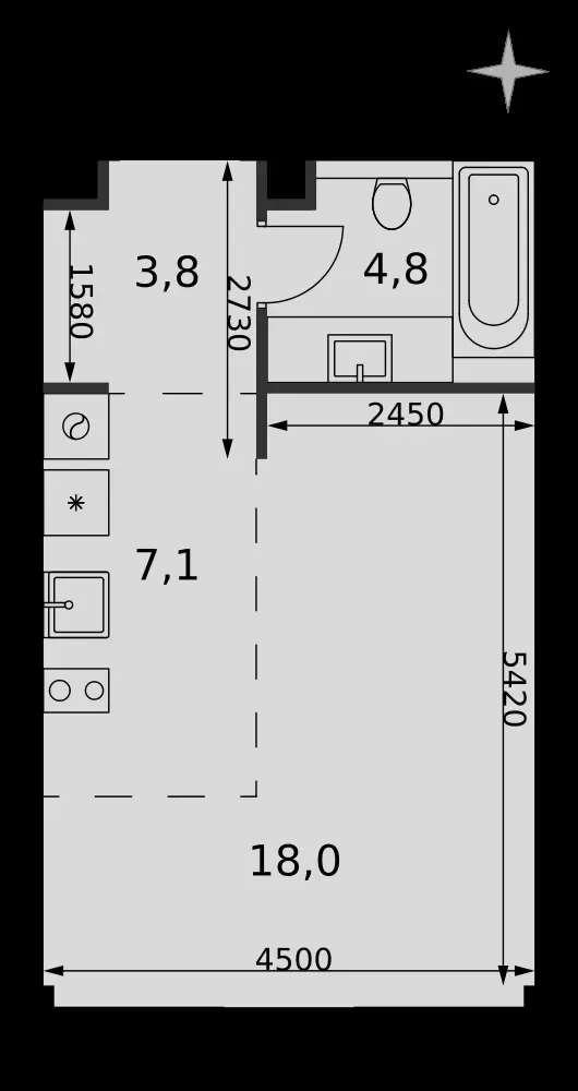 Студия, 33,7 м² — 23 693 796 ₽