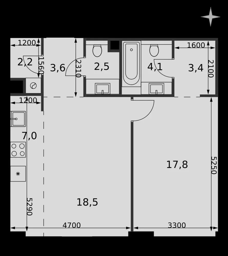 2-комнатная, 59,1 м² — 33 854 371 ₽