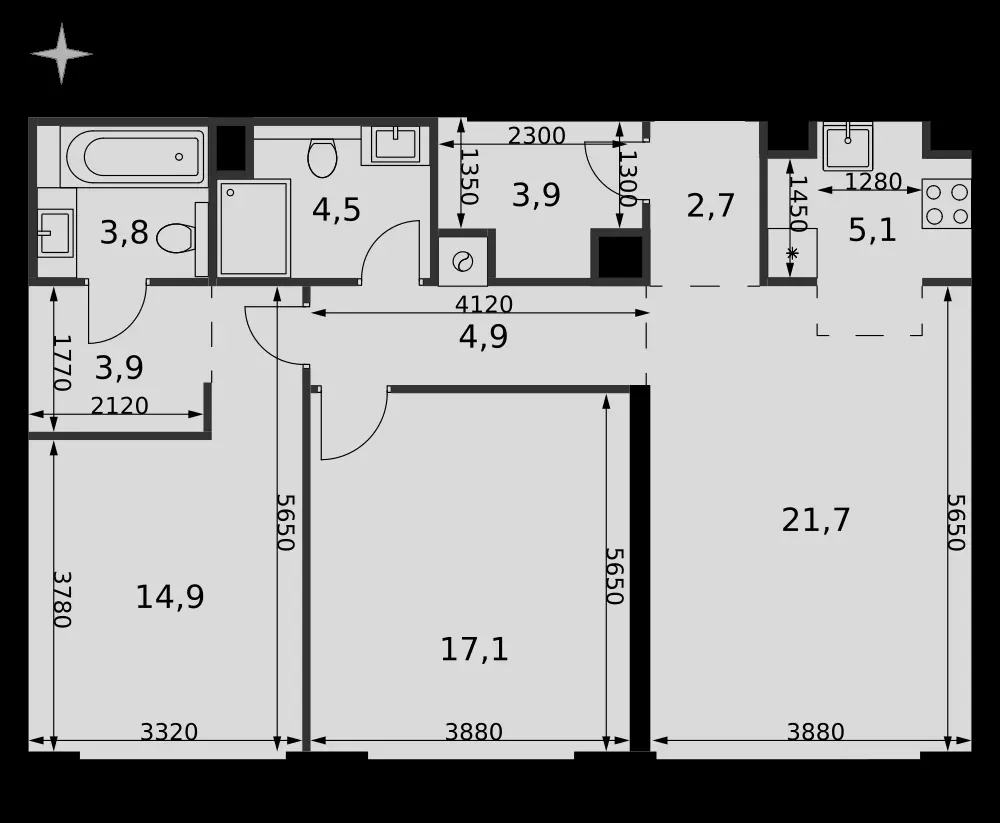 3-комнатная, 82,5 м² — 45 356 850 ₽