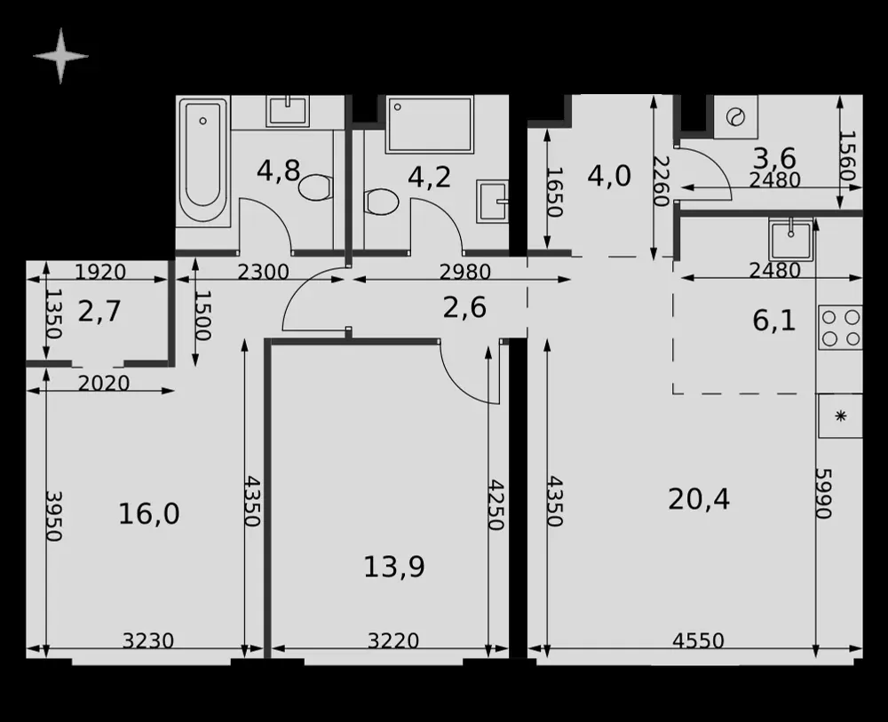 3-комнатная, 78,3 м² — 43 239 609 ₽