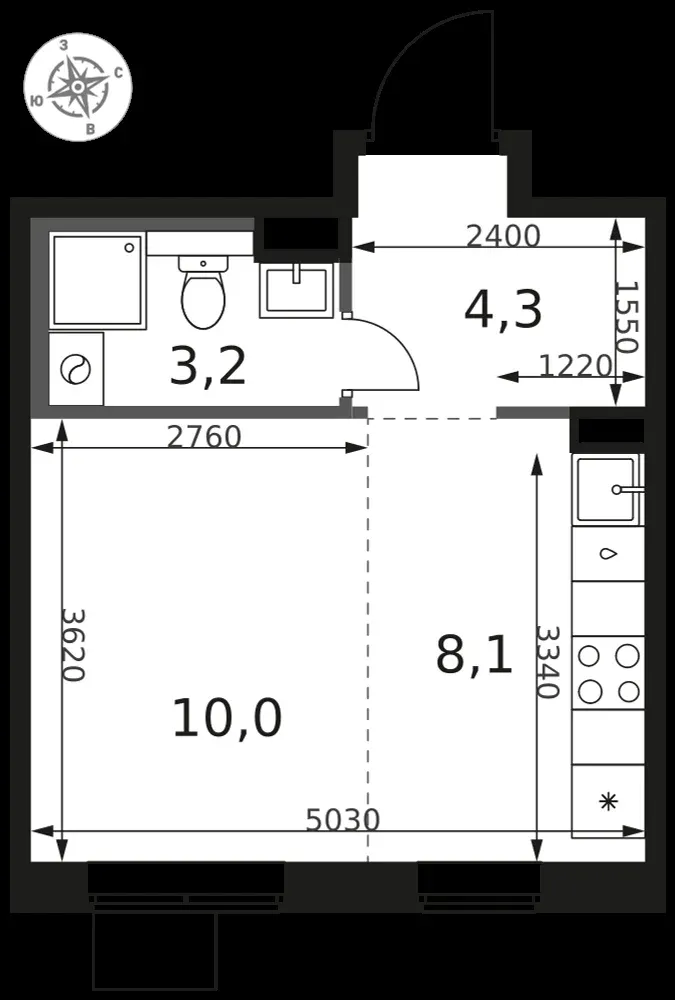 Студия, 25,6 м² — 7 485 005 ₽