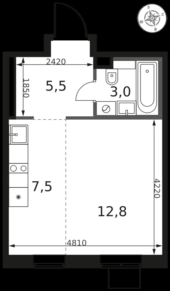 Студия, 28,8 м² — 7 905 946 ₽