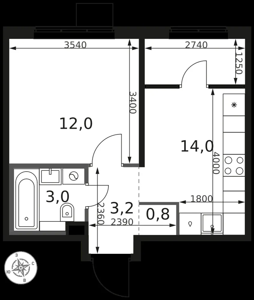 1-комнатная, 33 м² — 9 907 920 ₽