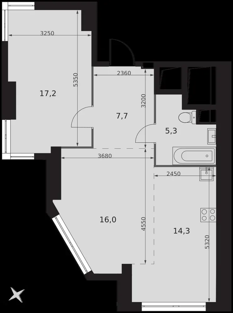 2-комнатная, 60,5 м² — 34 454 871 ₽