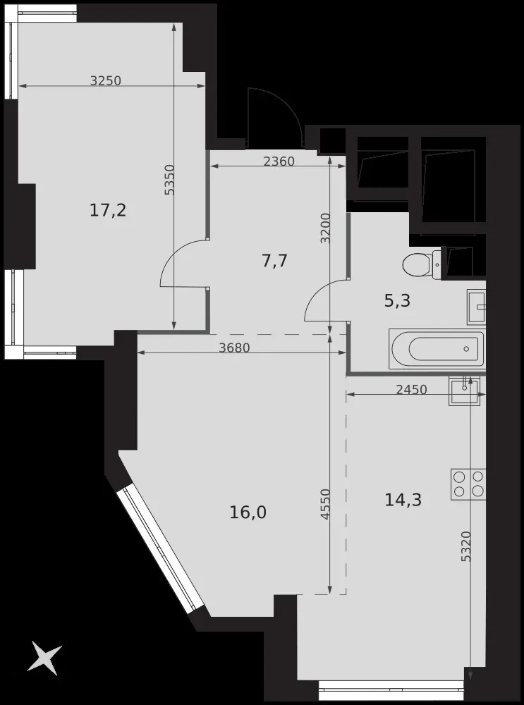 2-комнатная, 60,5 м² — 34 612 776 ₽