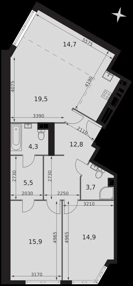 3-комнатная, 91,3 м² — 47 293 217 ₽