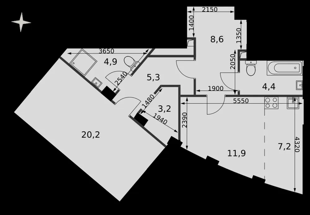 1-комнатная, 65,6 м² — 41 267 386 ₽