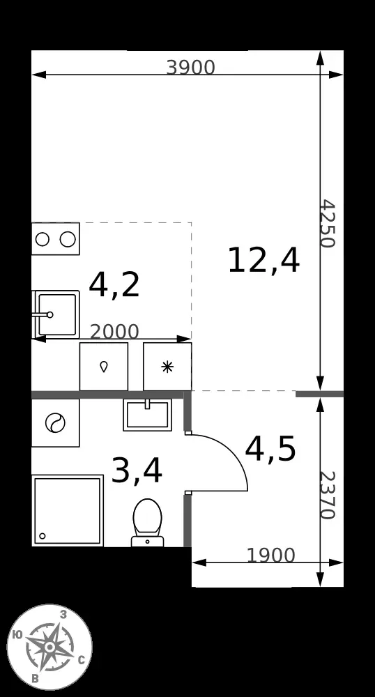 Студия, 24,5 м² — 12 968 708 ₽