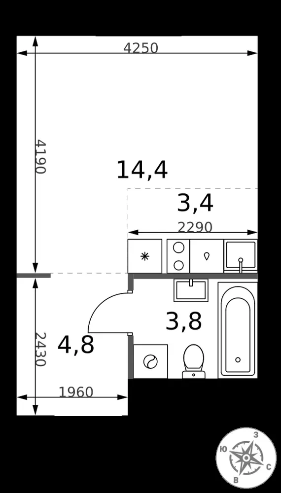 Студия, 26,4 м² — 14 038 596 ₽