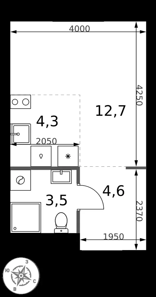 Студия, 25,1 м² — 13 357 467 ₽