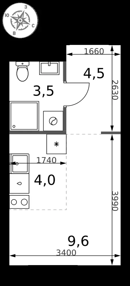 Студия, 21,6 м² — 12 945 636 ₽