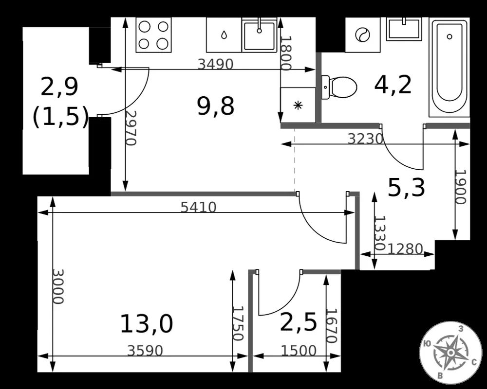 1-комнатная, 36,3 м² — 15 864 988 ₽
