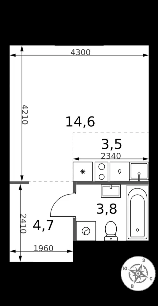 Студия, 26,6 м² — 14 996 016 ₽
