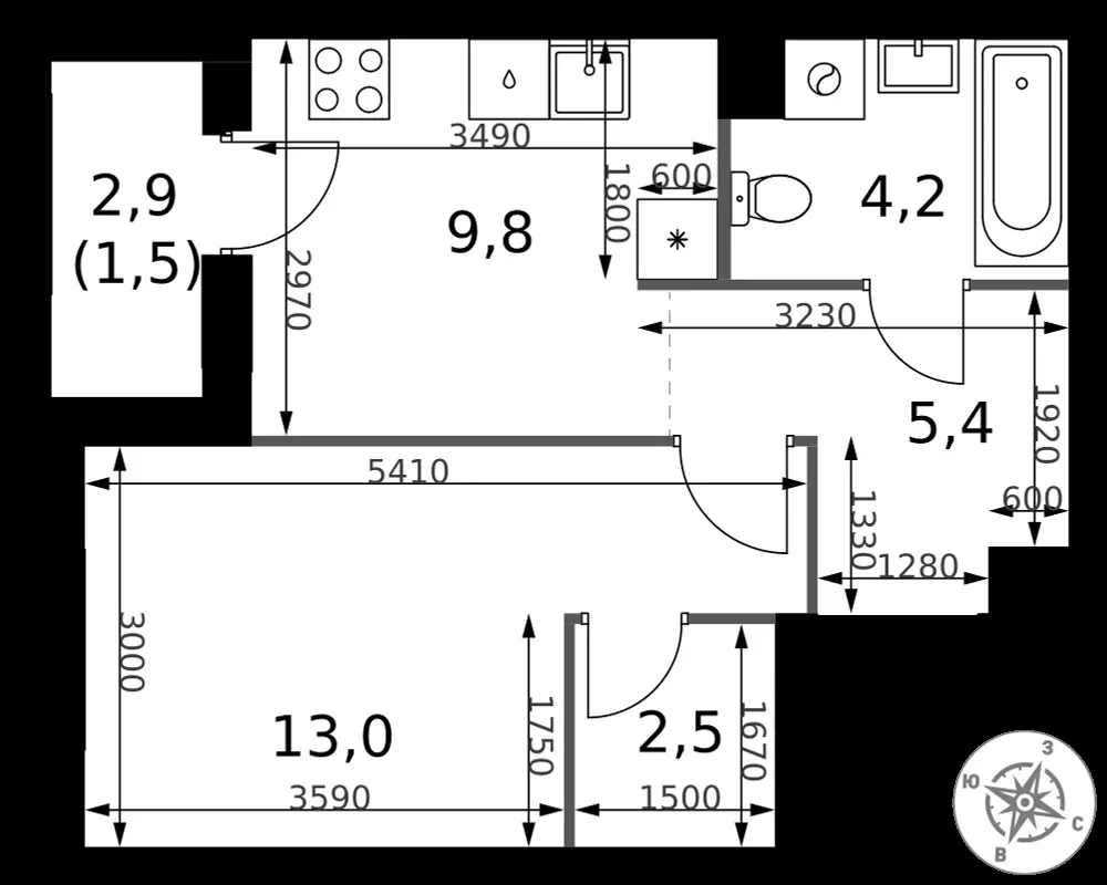 1-комнатная, 36,4 м² — 14 835 475 ₽