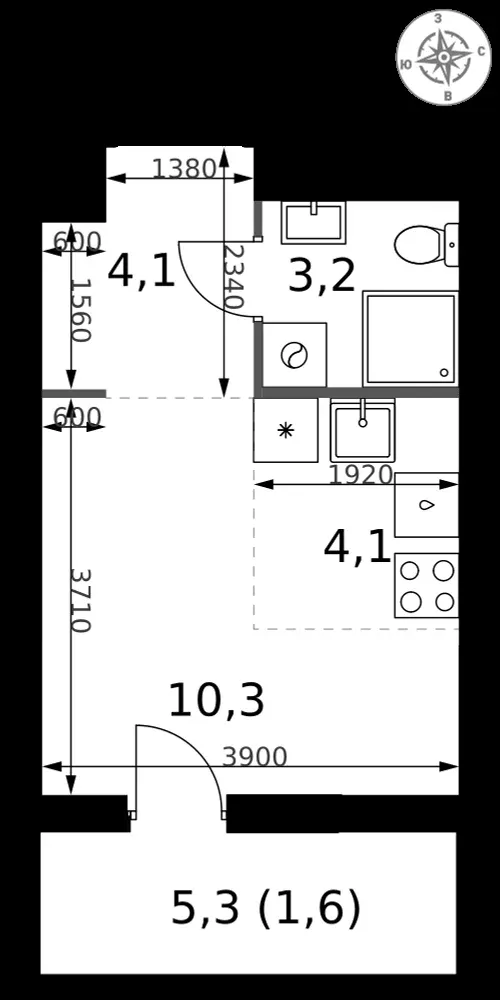 Студия, 23,3 м² — 15 112 031 ₽