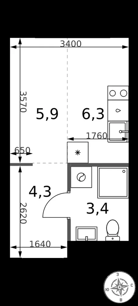Студия, 19,9 м² — 13 099 016 ₽