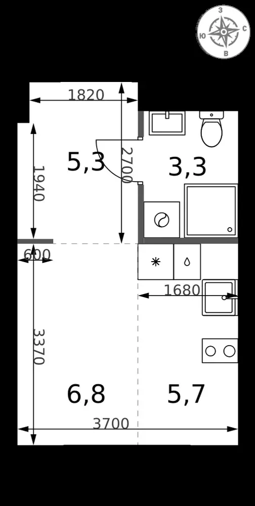 Студия, 21,1 м² — 12 814 452 ₽