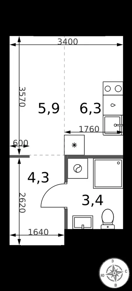 Студия, 19,9 м² — 13 211 550 ₽
