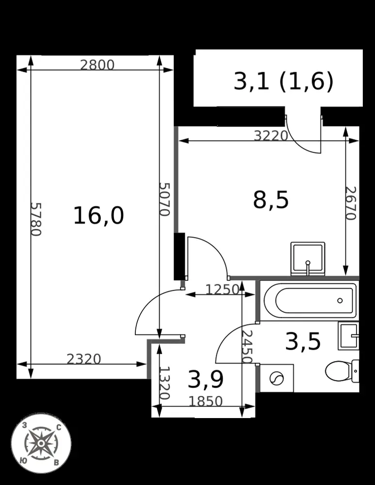 1-комнатная, 33,5 м² — 7 485 240 ₽