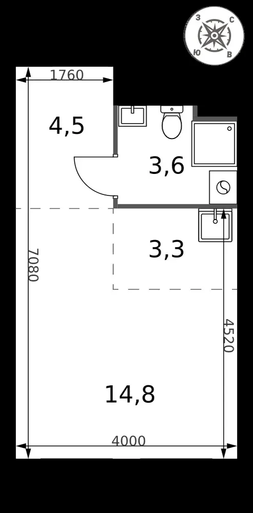 Студия, 26,2 м² — 6 067 186 ₽