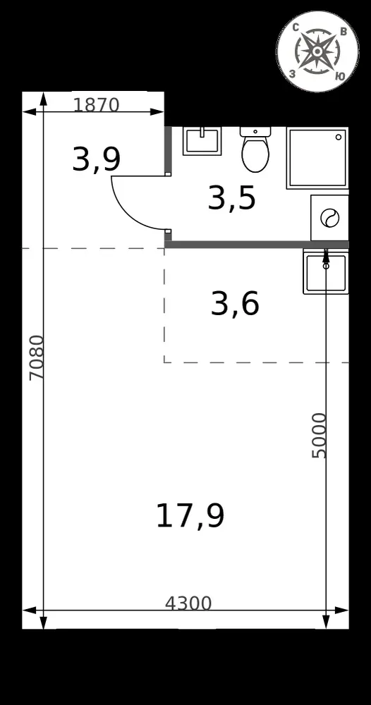 Студия, 28,9 м² — 6 724 076 ₽