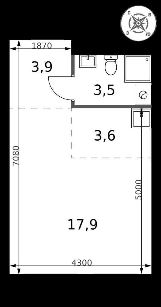 Студия, 28,9 м² — 6 734 336 ₽