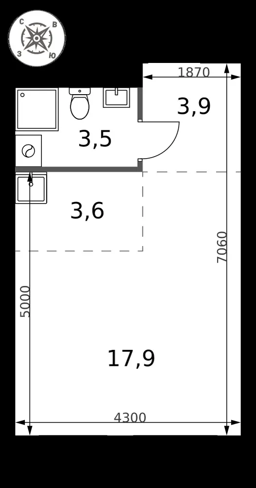 Студия, 28,9 м² — 6 685 842 ₽