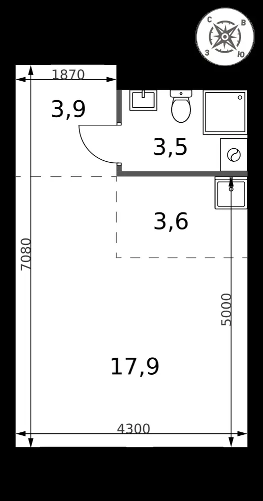 Студия, 28,9 м² — 6 877 969 ₽