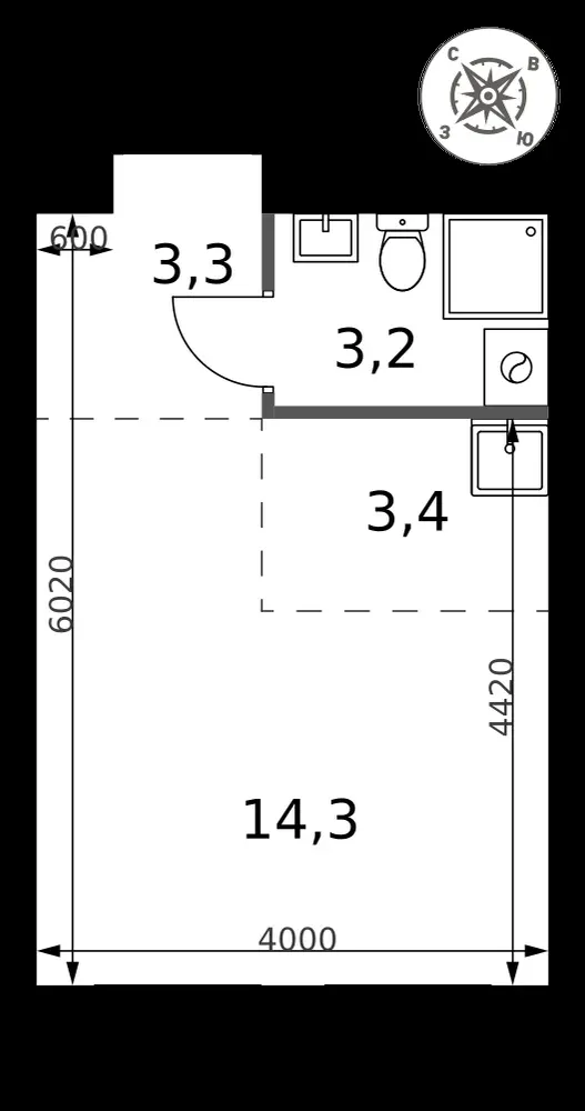 Студия, 24,2 м² — 6 865 927 ₽