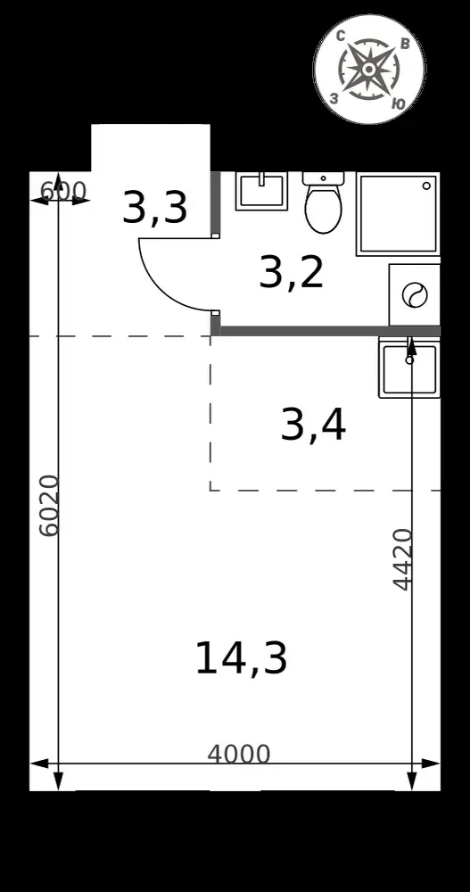 Студия, 24,2 м² — 6 943 246 ₽