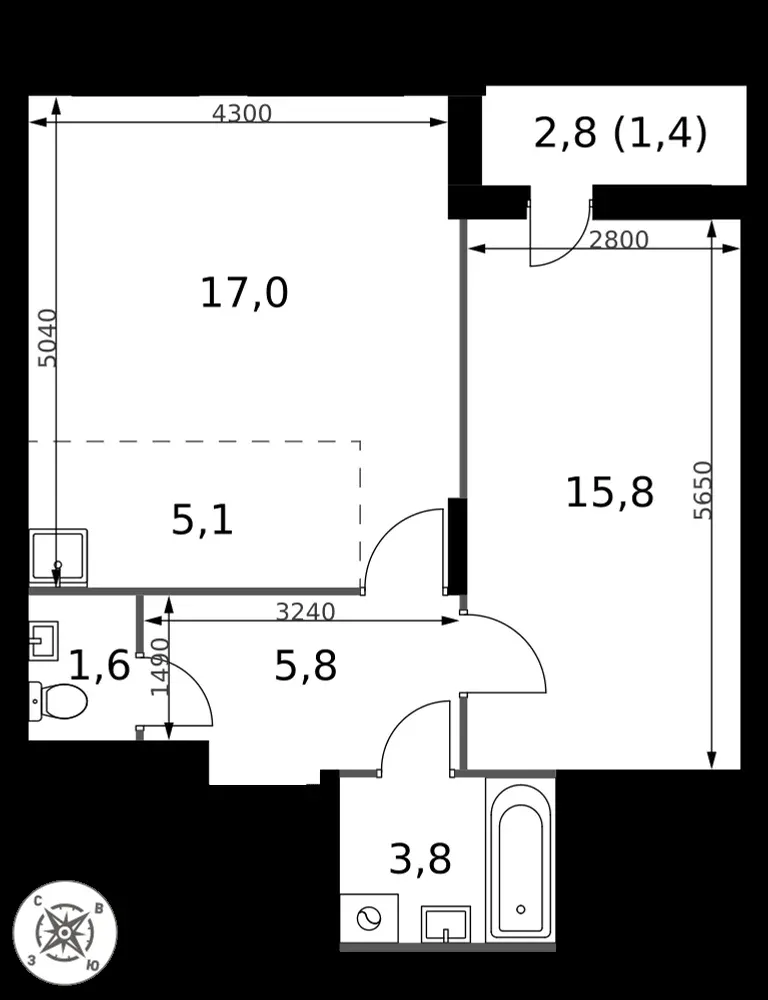 2-комнатная, 50,5 м² — 12 806 598 ₽