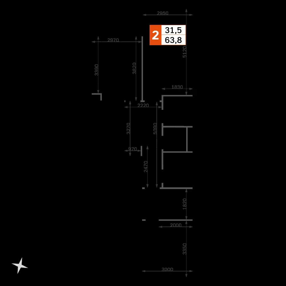 2-комнатная, 61,6 м² — 30 876 877 ₽