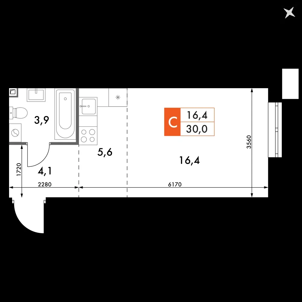 Студия, 30 м² — 6 546 146 ₽