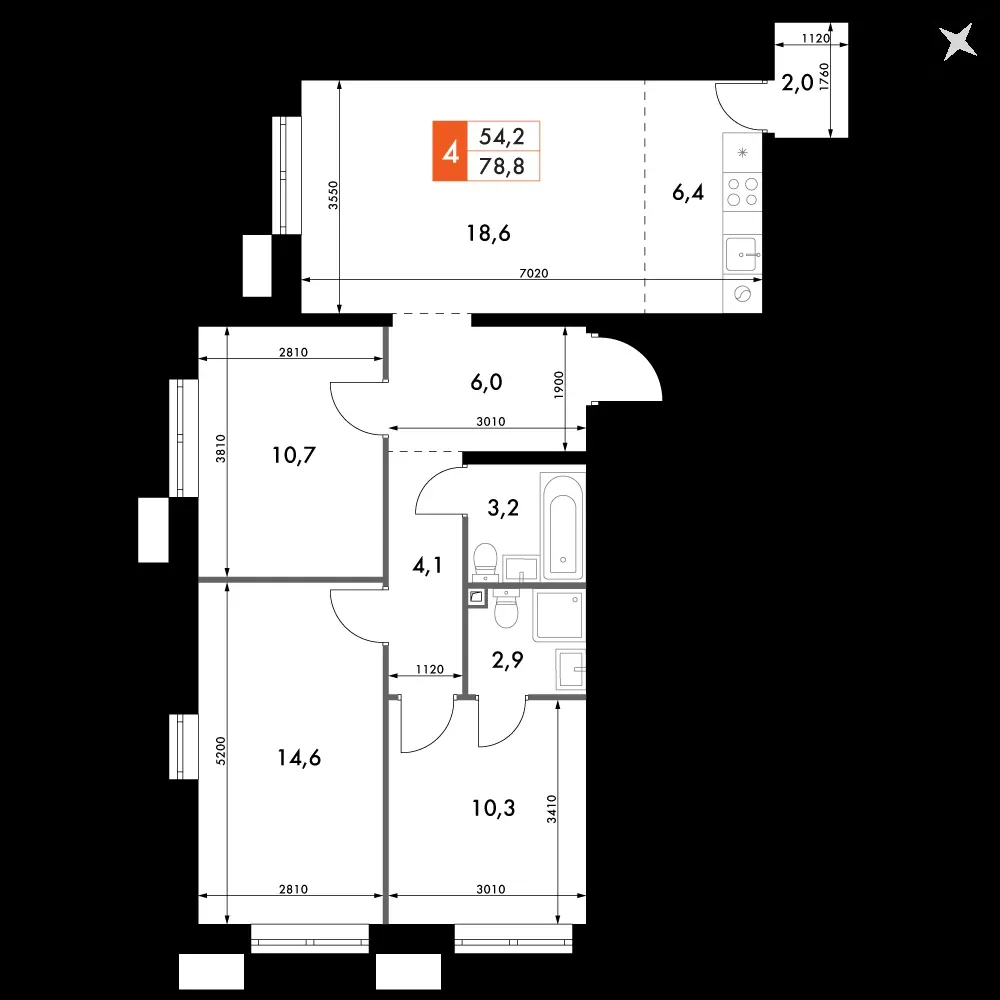 4-комнатная, 78,8 м² — 14 414 371 ₽