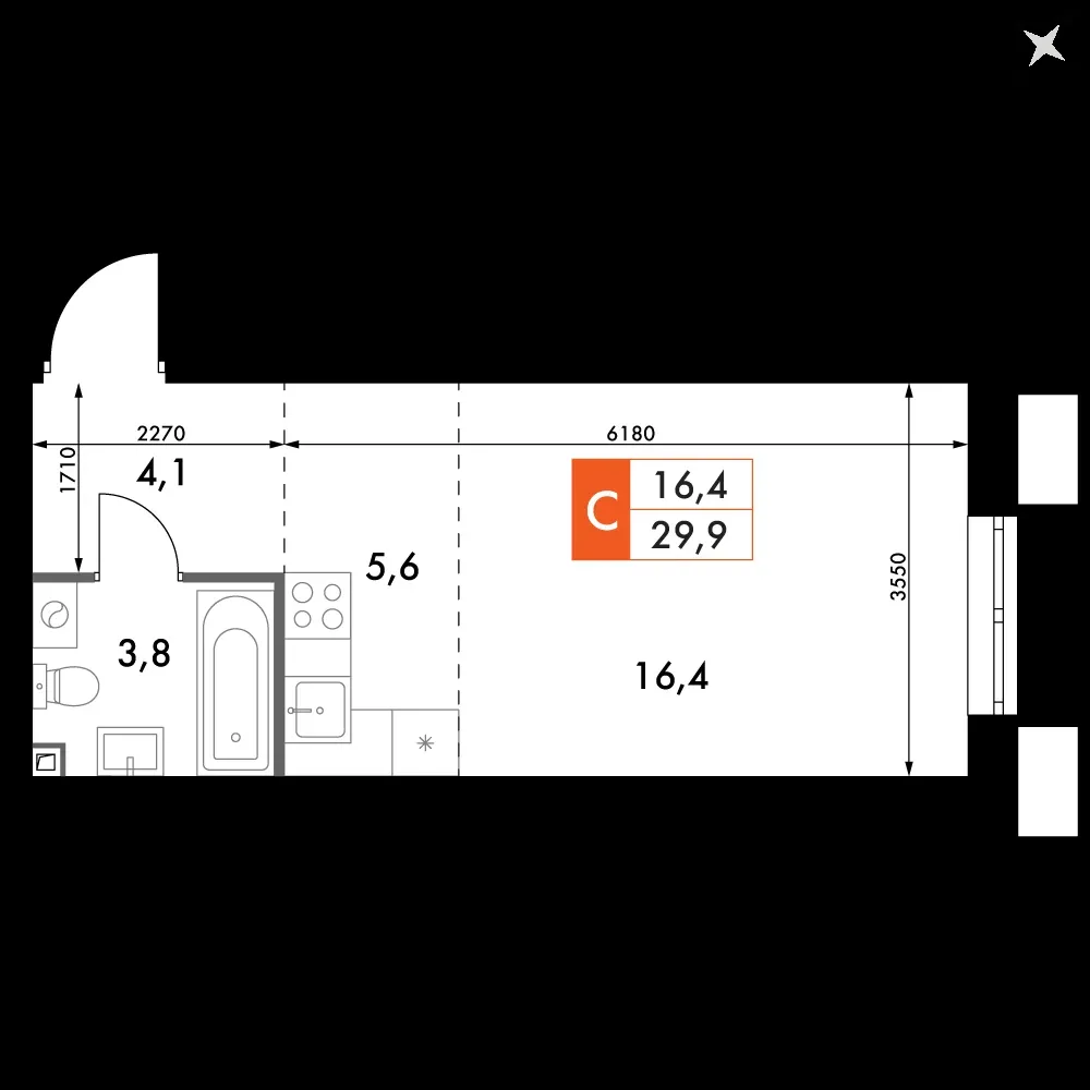 Студия, 29,9 м² — 6 550 937 ₽