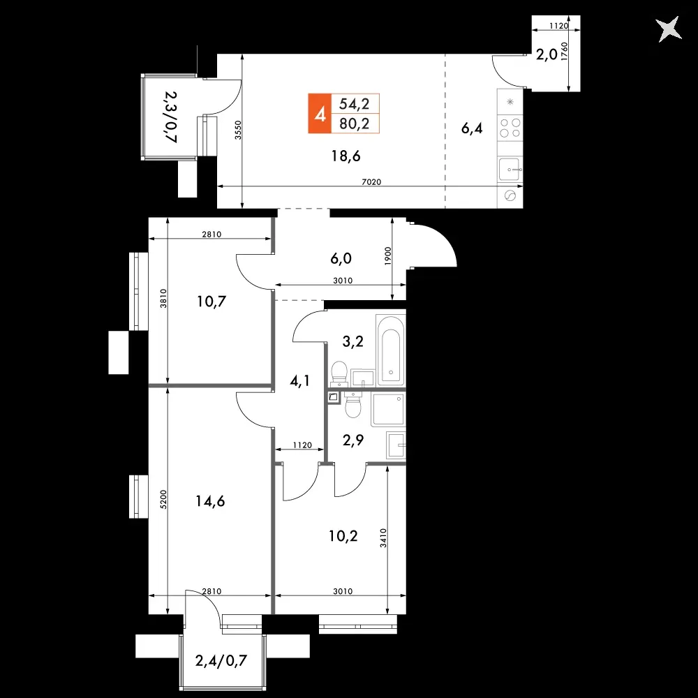 4-комнатная, 80,2 м² — 14 946 981 ₽
