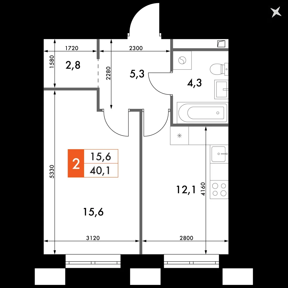 1-комнатная, 40,1 м² — 8 351 762 ₽