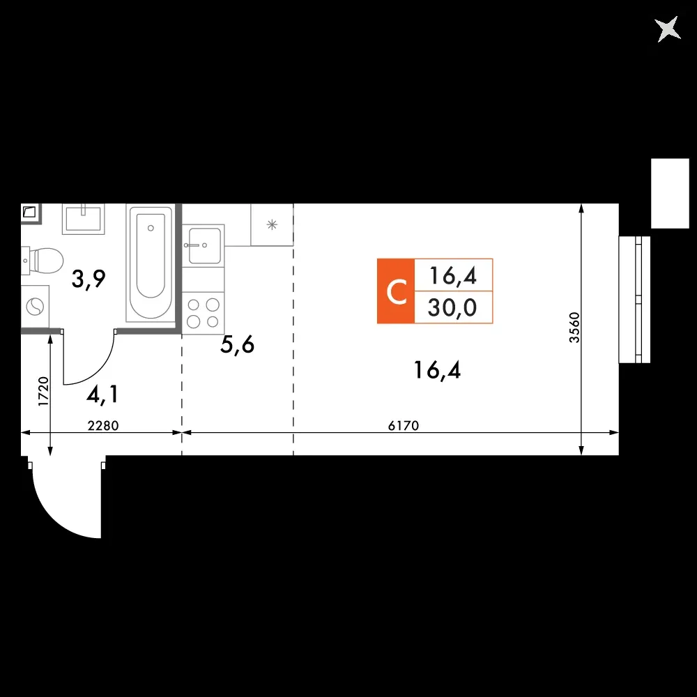 Студия, 30 м² — 6 538 136 ₽