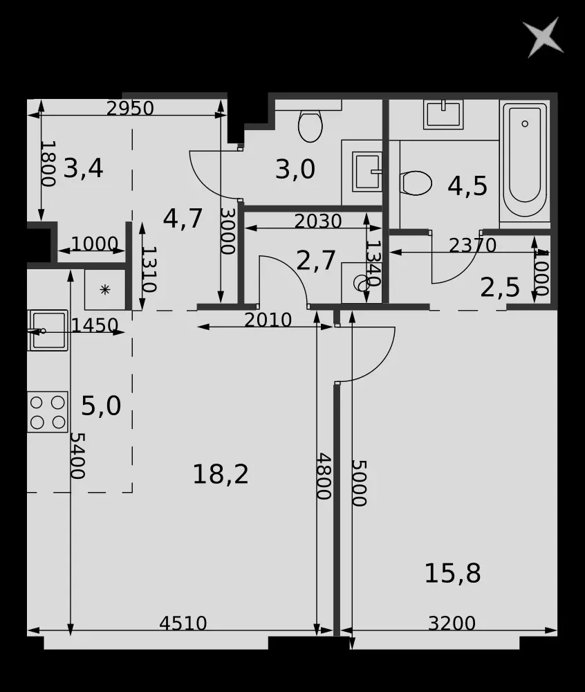2-комнатная, 59,8 м² — 32 427 417 ₽